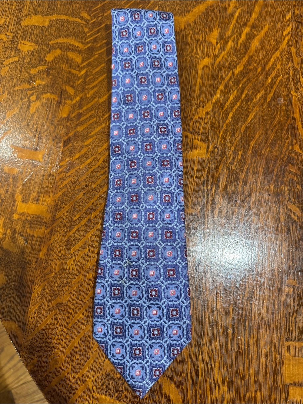 Classic Men's Blue Patterned Silk Tie